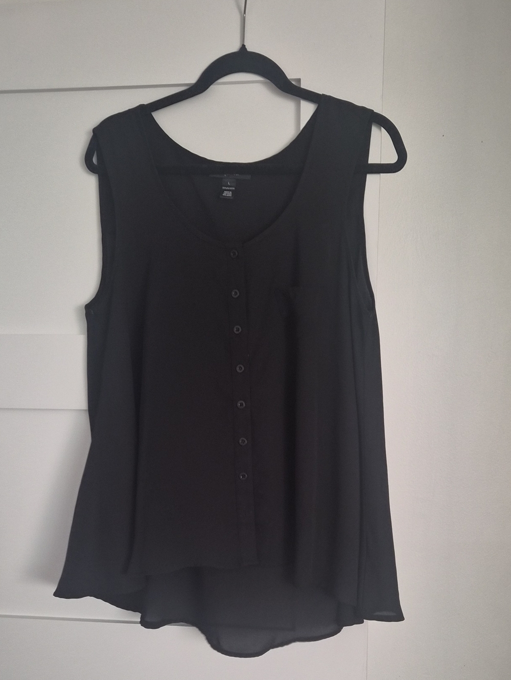 Style & Co. Black Sleeveless Button-Front Blouse